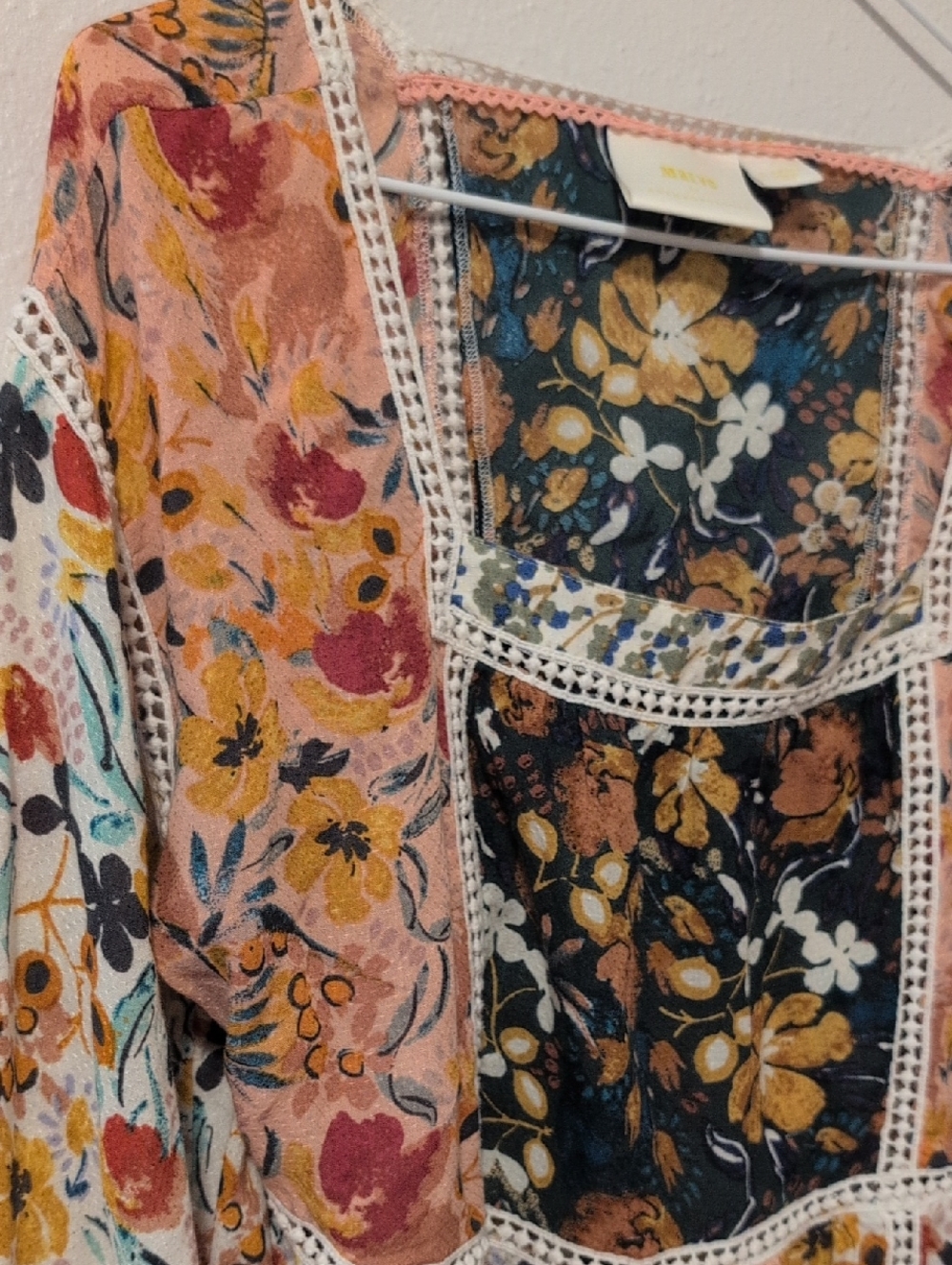 Anthropologie Maeve Nikki Peasant Top Size XS Floral Patchwork Cottagecore Boho - Picture 2 of 5